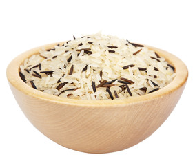 raw rice in  bowl isolated