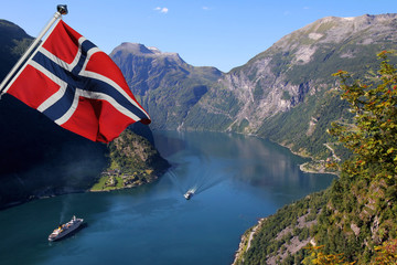 Geirangerfjord in Norway (Unesco World Heritage) - obrazy, fototapety, plakaty