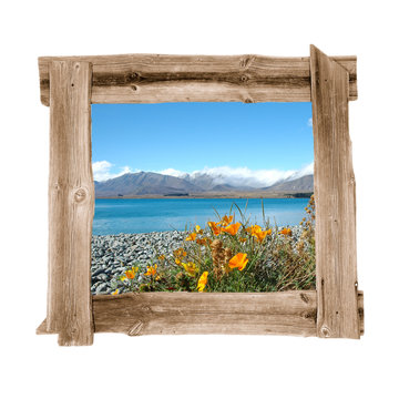 alter Holz  Rahmen Landschaft Neuseeland