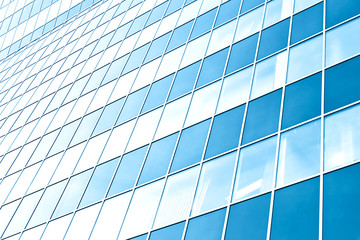 transparent glass wall of office building