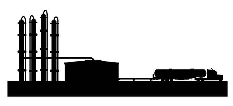 recommend clip art: Petroleum refinery with tank truck vector