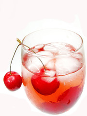 alcohol liqueur cocktail with cherry