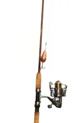 Poster Im Rahmen fishing-rod with spinning-wheel © Witold Krasowski