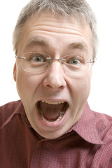 Ecstatic man closeup portrait