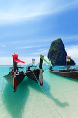 Crédence en verre imprimé Railay Beach, Krabi, Thaïlande bateaux