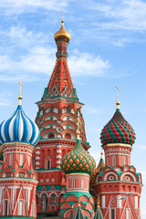 Fototapeta na wymiar Domes of the famous Head of St. Basil's Cathedral on Red square,