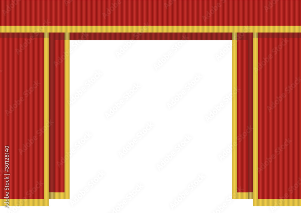 Wall mural red curtain open