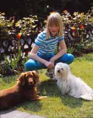 Mädchen mit zwei Hunden