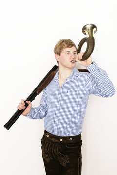 j&auml;ger mit Horn