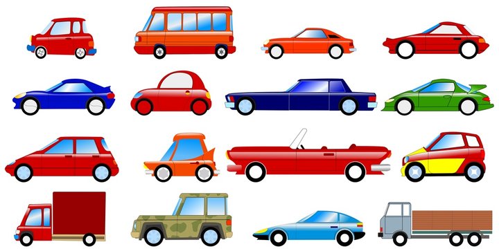 Set of symbolic cars. Vector