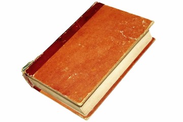 Old red cover book isolated over white