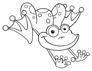 Obraz premium Outlined Frog Hopping Frog