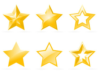 Set of shiny star icons in different style