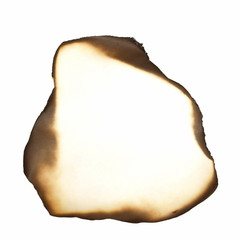 Burned paper isolated on white background