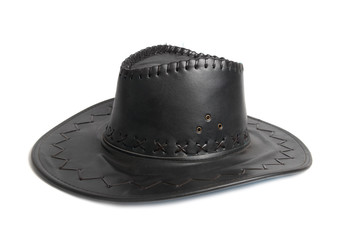 Black leather cowboy's hat
