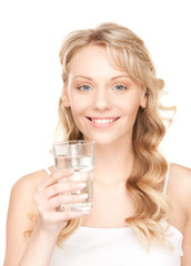 beautiful woman with glass of water