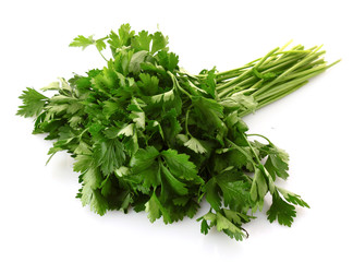 Green parsley isolated on white
