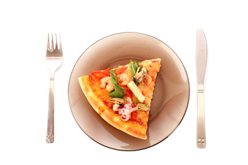 Tasty pizza isoalted on white