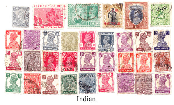 Indian various vintage, collection  of postage stamps.