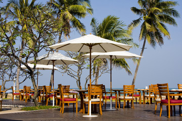 Table with a beautiful sea view . Thailand .