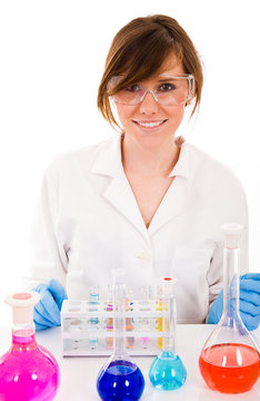 young female researcher posing and smiling to the camera
