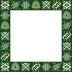 Green frame with african ornament