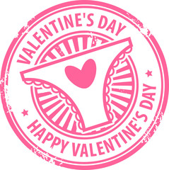 Stamp with heart, panties and the text Happy Valentine's Day