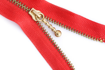 Red sewing zipper