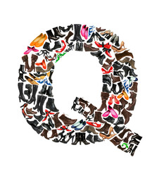Font made of hundreds of shoes - Letter Q