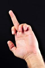 a hand making offensive gesture