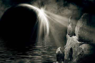 mystic night landscape