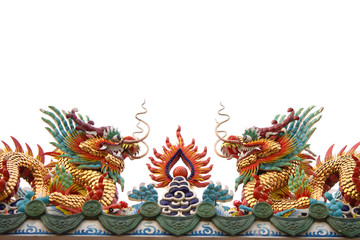 Two red dragon on white background