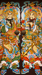 Warrior painting on chinese church door