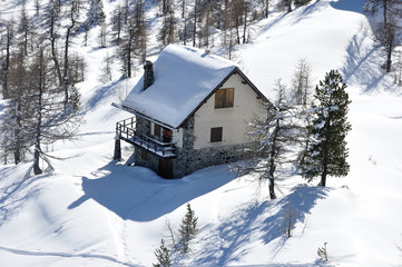 chalet en hiver