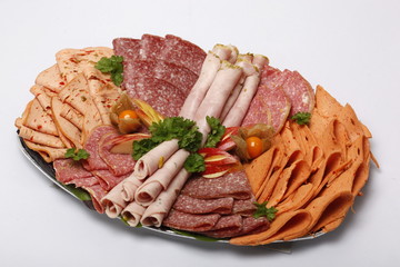 Partyplatte, Wurst, Schinken, Salami, für 4 Personen