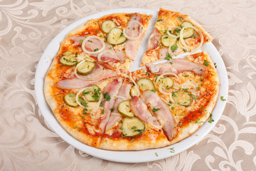 tasty pizza on the plate
