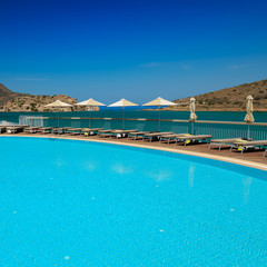 Swimming pool area, Crete, Greece