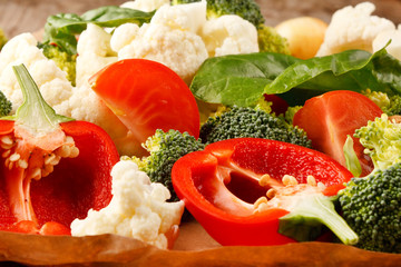fresh vegetables on the parchment