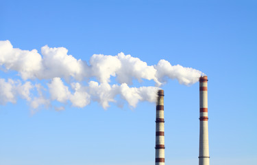 Smoking power station chimneys