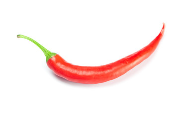 juicy red chili peppers isolated on white