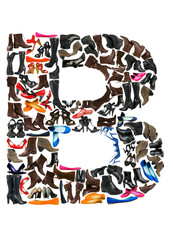 Font made of hundreds of shoes - Letter B