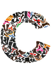 Font made of hundreds of shoes - Letter C