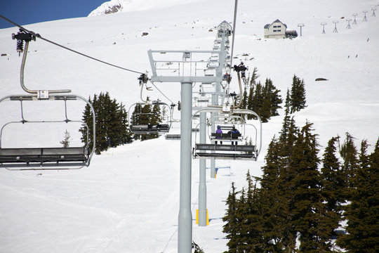 Ski lifts on a mountain