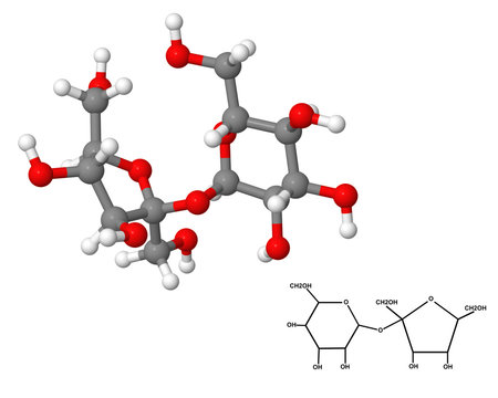 Sucrose molecule with chemical formula