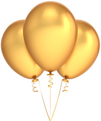 Party balloons three total golden. Luxury birthday decoration