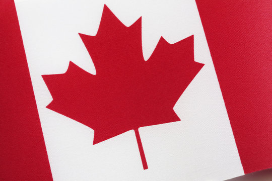 Close up of Canadian Flag of Tilted Angle