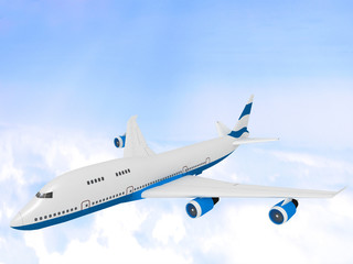 Fototapeta na wymiar Samolot na błękitne niebo