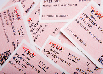 Close-up of chinese train ticket