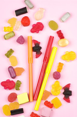 Obraz na płótnie Canvas Colorful candy and felt pens