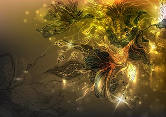 Türaufkleber gold leaves. vector illustration © blina